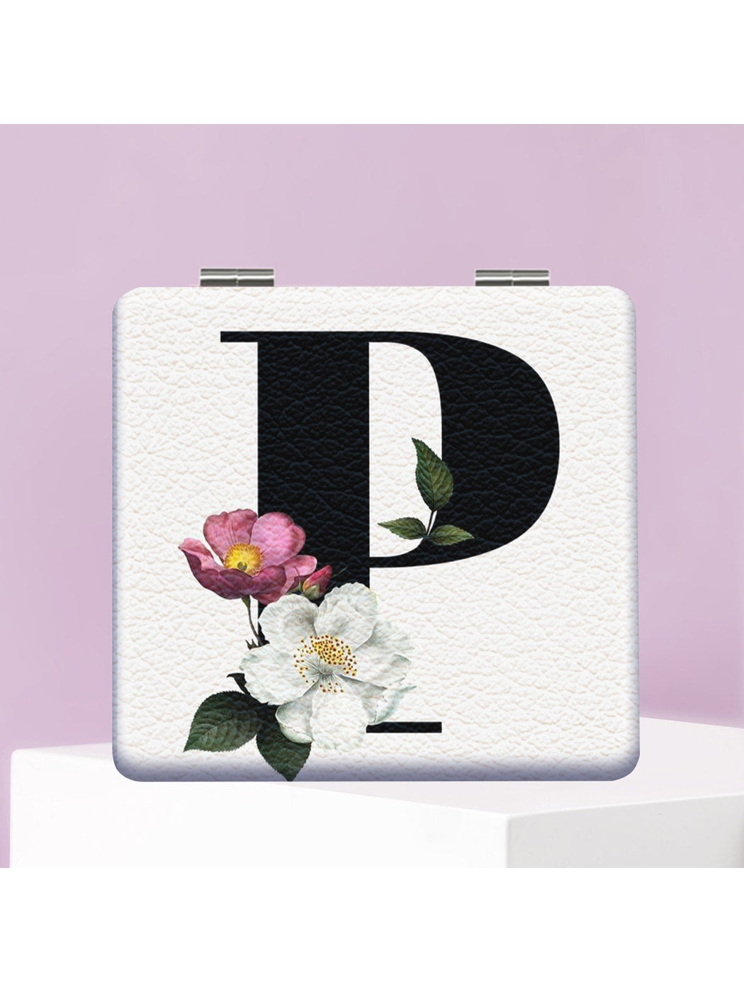Mirroray - Floral Letter Print Compact Mirror