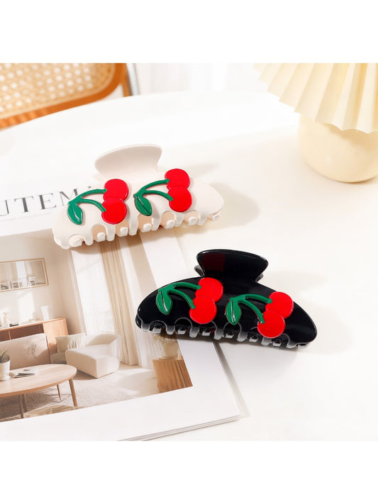 Beau - Half Round Cherry Hair Claw Clip