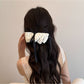 Beau - Heart Print Layered Bow Ribbon Banana Clip