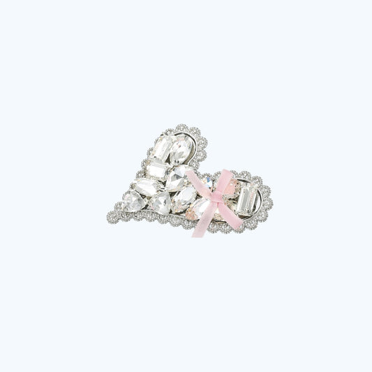 Beau - Sparkly Heart and Bow Accent Hair Clip