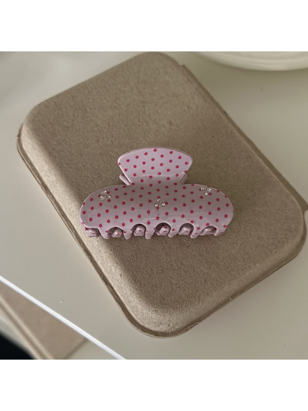 Beau - Pink Polka Dot Hair Claw Clip