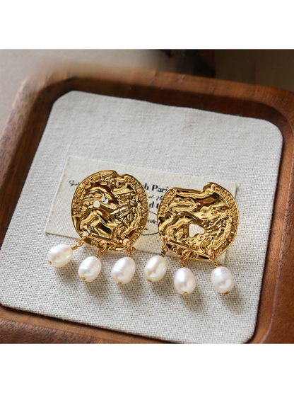 Earedge - Vintage Geometric Drop Detail Stud Earrings