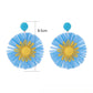 Side view of sunflower shaped earrings showing layered petals and stud backing