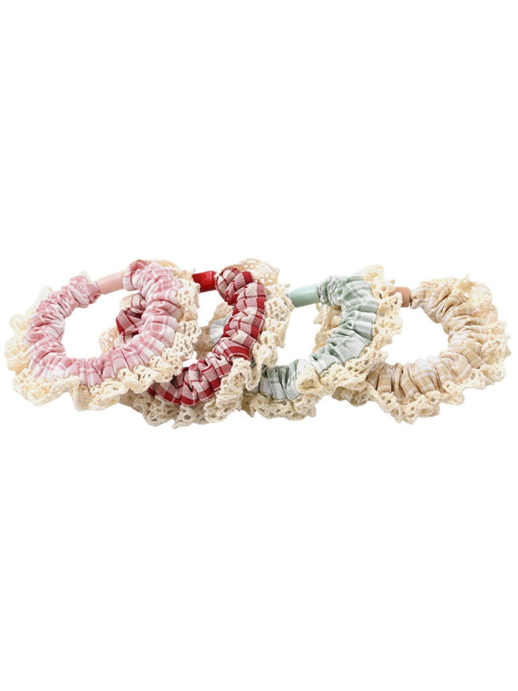 Gifty - Preppy Plaid Lace Scrunchie Set