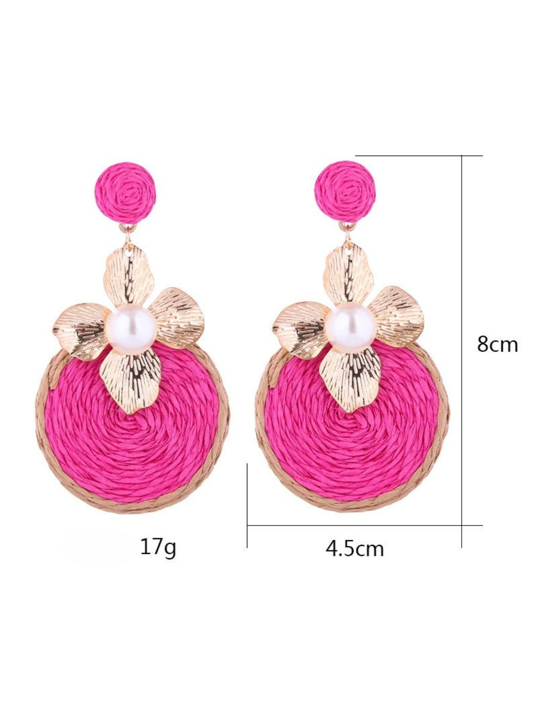 Side view of Earedge circular floral drop earrings highlighting delicate flower details
