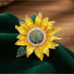 Brovia - Yellow Sunflower Flower Accent Brooch Pin
