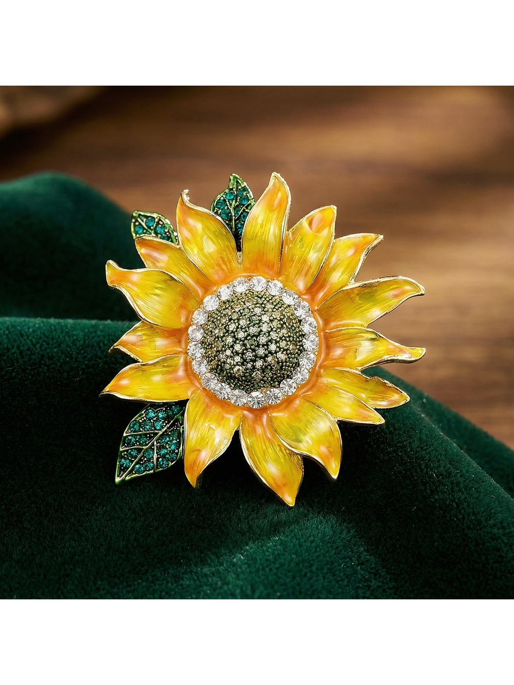 Brovia - Yellow Sunflower Flower Accent Brooch Pin