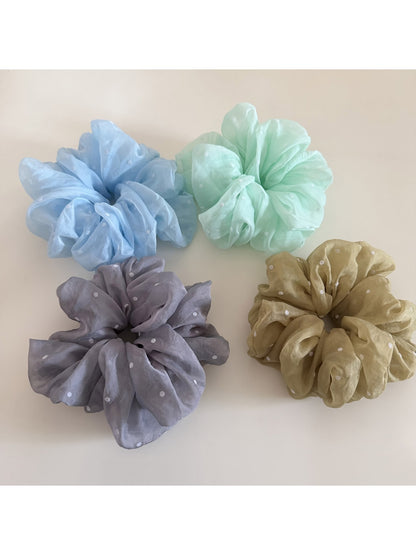 Gifty - Fluffy Polyester Mesh Polka Dot Scrunchie
