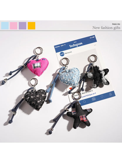 Keypus - Cartoon Denim Heart-shaped Keychain
