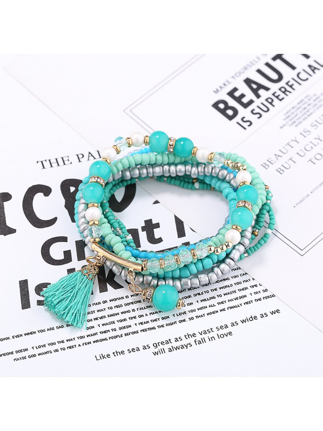 Detailed shot of Lovra bracelet clasp and bead stringing craftsmanship