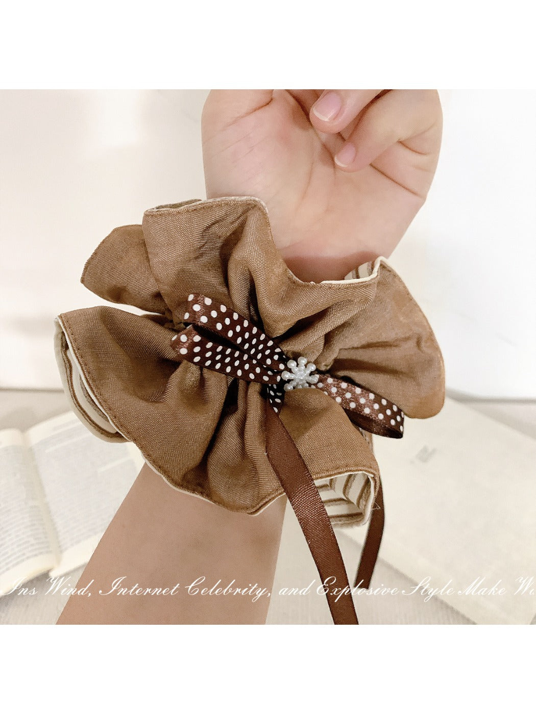 Gifty - Striped Khaki Hair Tie