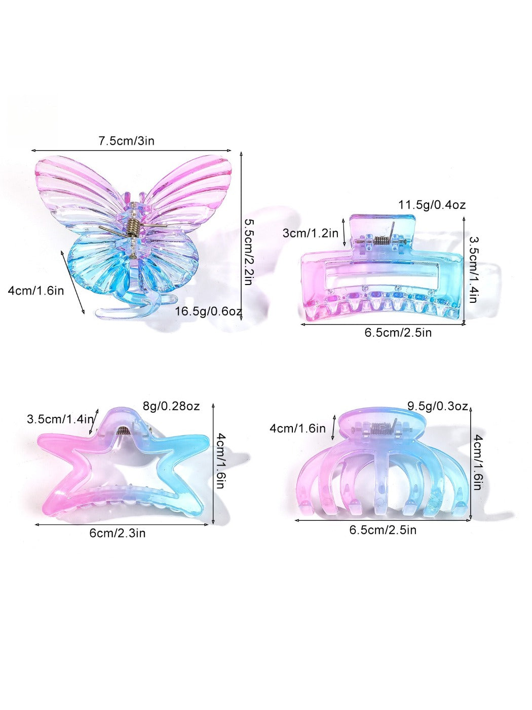 Beau - Gradient Transparent Hair Clips
