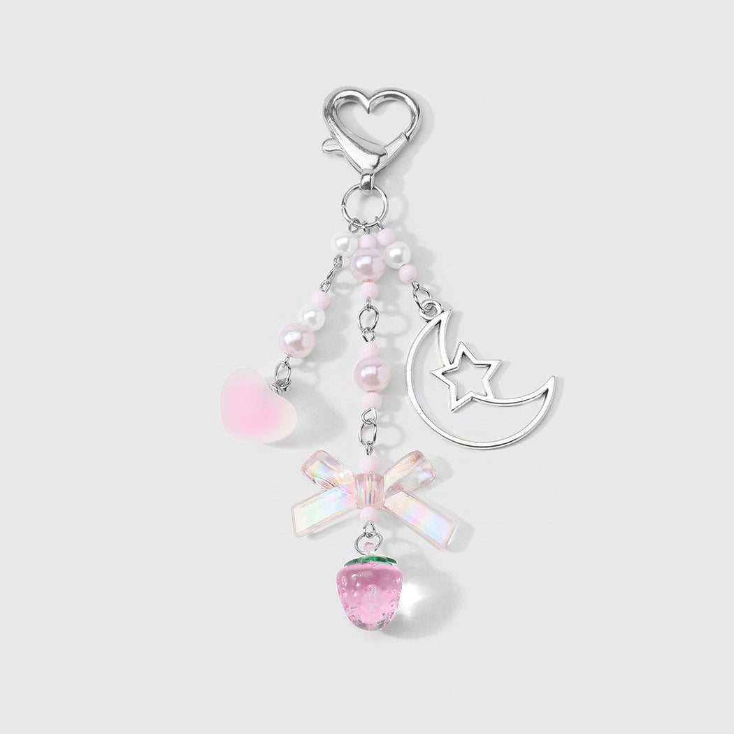 Keypus - Y2K Pink Strawberry Cross Keychain
