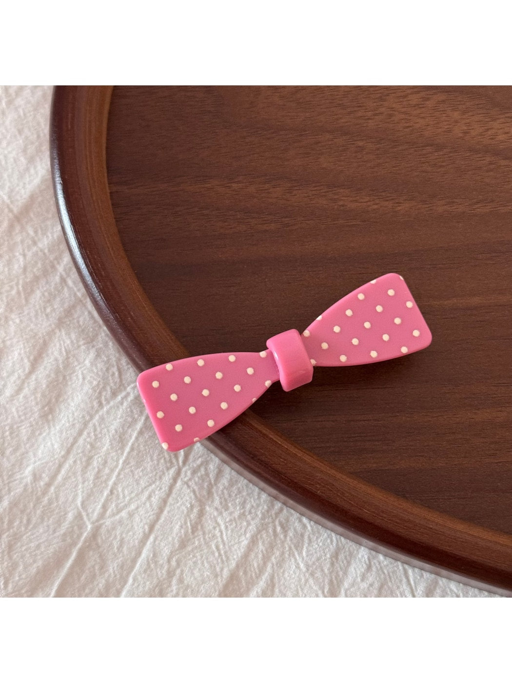 Beau - Dotted Bow Side Bang Barrette Hair Clip