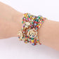 Close-up of Lovra bracelet showing detailed colorful beads and elastic string