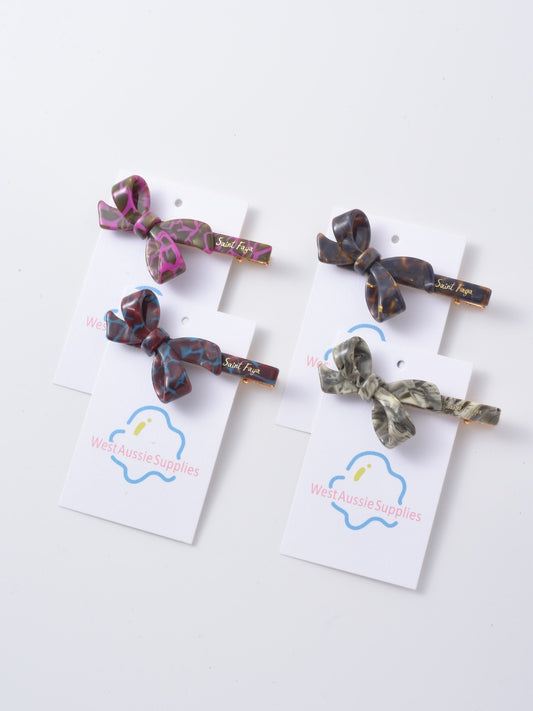 Beau - Snakeskin Pattern Bowtie Hair Clip