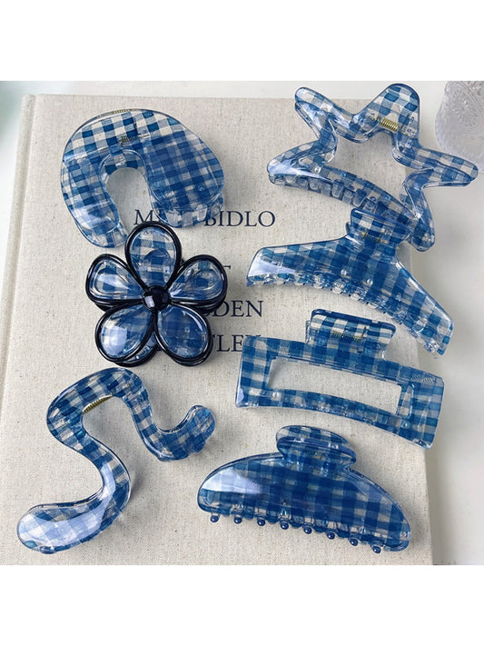 Beau - Blue Plaid Claw Clip