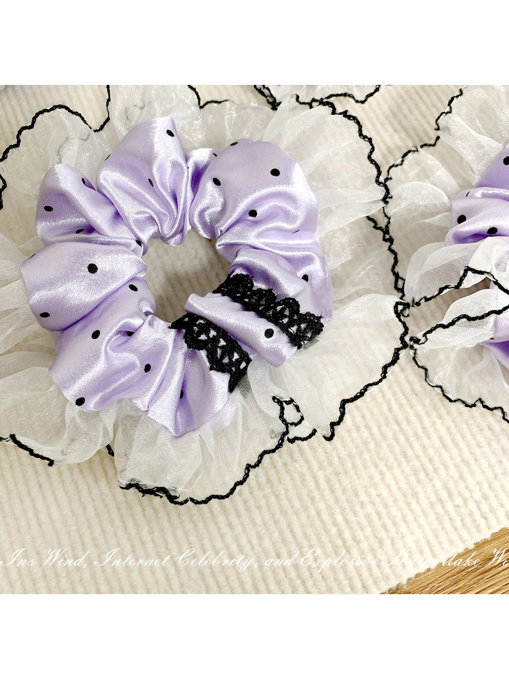Gifty - Purple Lace Polka Dot Hair Ties