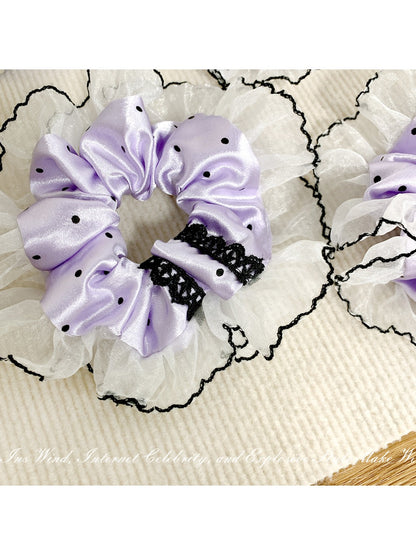 Gifty - Purple Lace Polka Dot Hair Ties