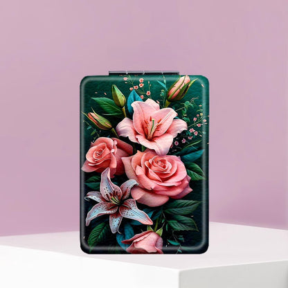 Mirroray - Floral Pattern Foldable Handheld Makeup Mirror