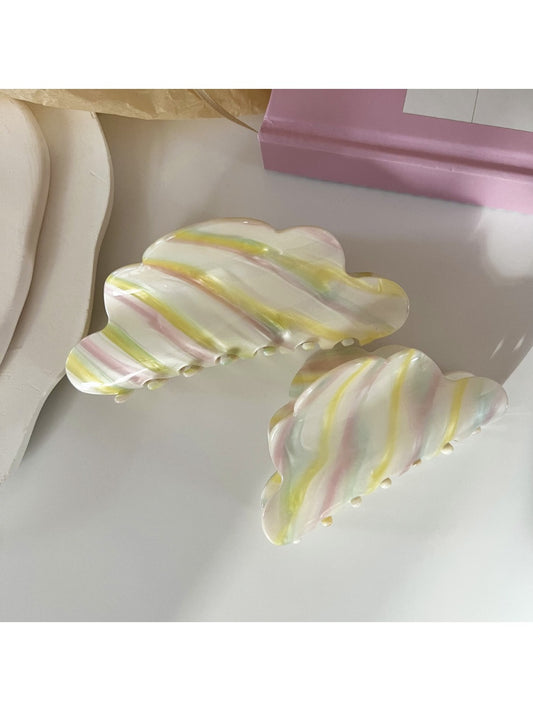 Beau - Striped Cloud-Shaped Hair Clip