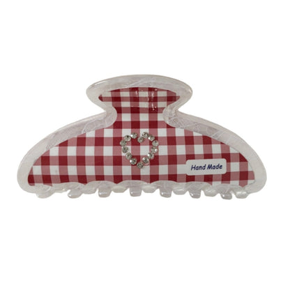 Beau - Clear Edge Gingham Heart Detail Claw Clip