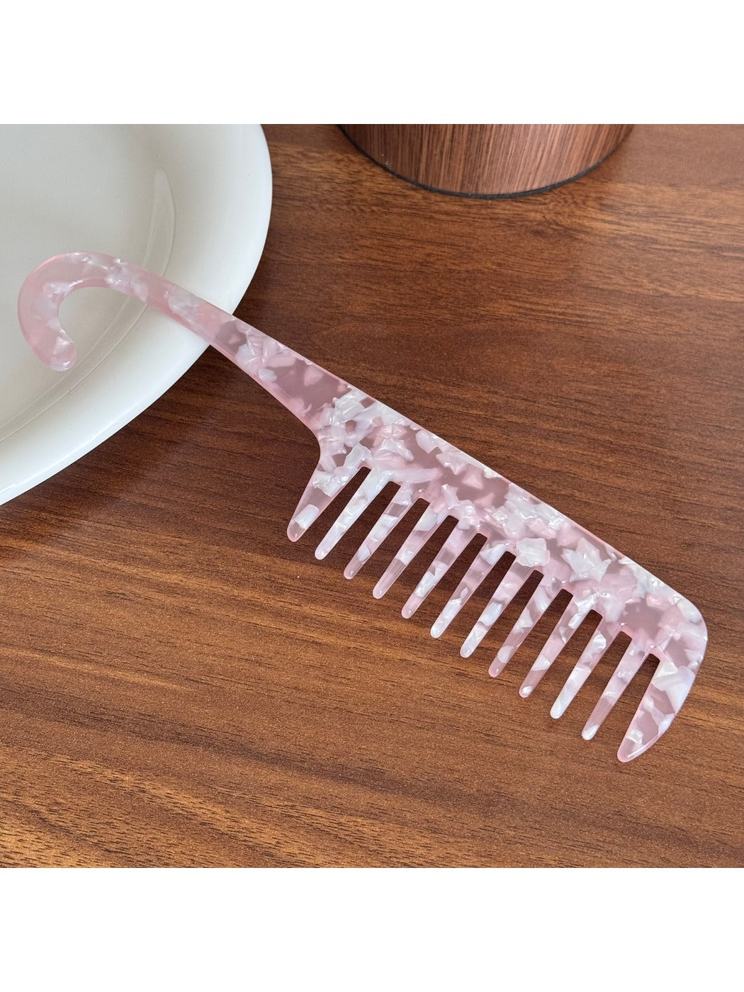 Minimalist Acetate Hair Comb with Hook Portable Long Comb for Travel