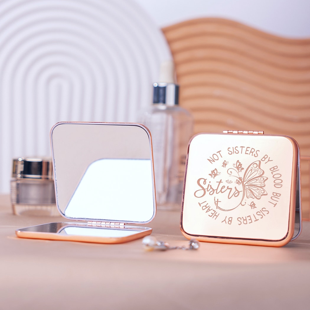 Mirroray - Square Flip Cover Alloy Folding Makeup Mirror