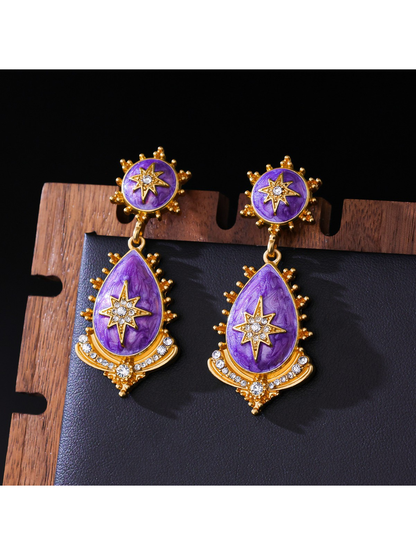 Earedge - Alloy Geometric Star Dangle Stud Earrings