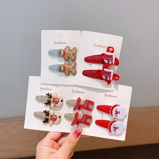 Beau - Christmas Theme Cartoon Side Barrette Set