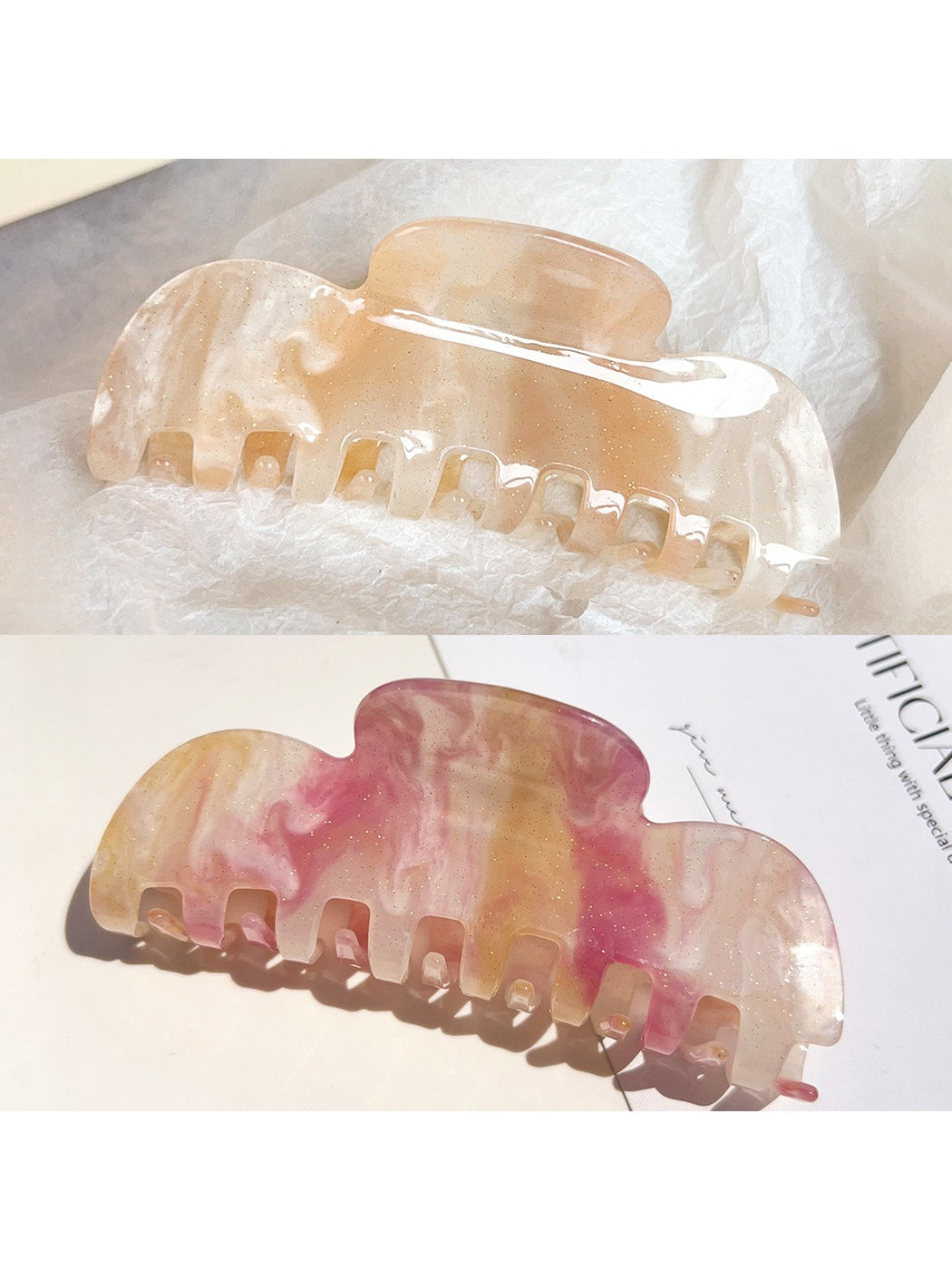 Beau - Glossy Acrylic Geometric Wave Claw Clip
