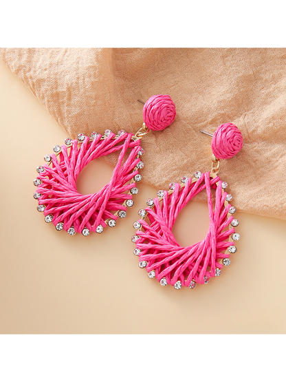 Earedge Bohemian raffia earrings styled with summer outfit