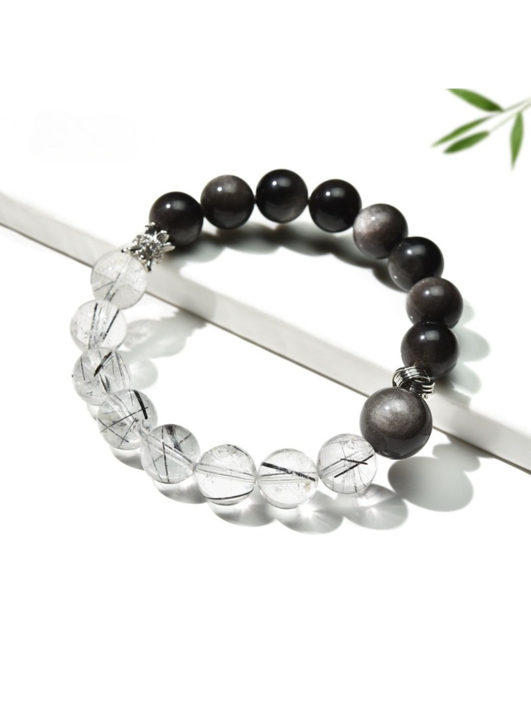Close-up of Lovra elegant color block crystal beaded bracelet on wrist