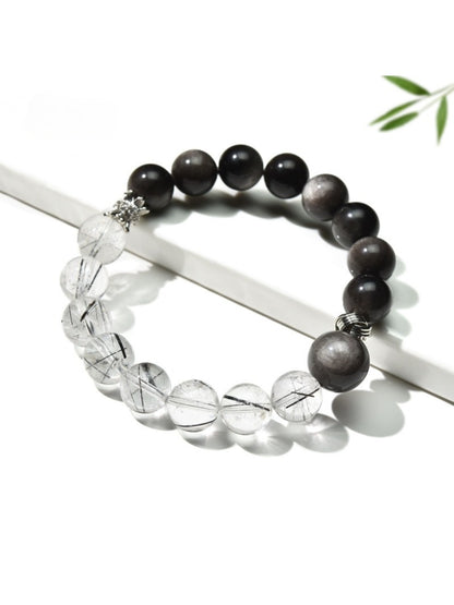 Close-up of Lovra elegant color block crystal beaded bracelet on wrist