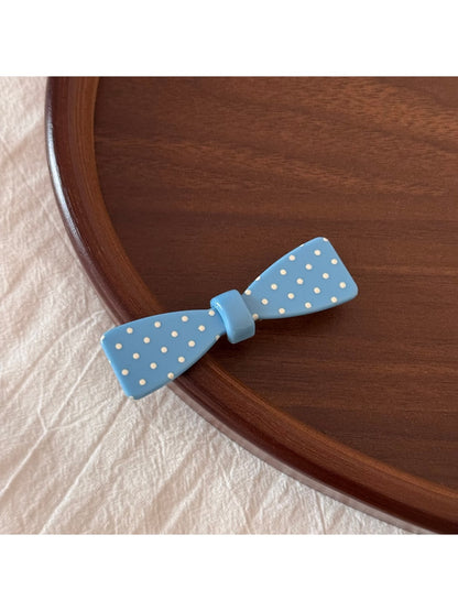 Beau - Dotted Bow Side Bang Barrette Hair Clip