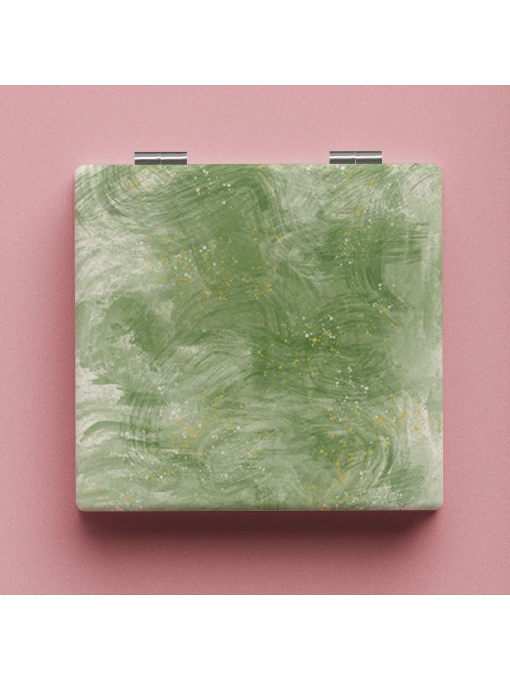 Mirroray - Green Textured Pattern Square Compact Mirror