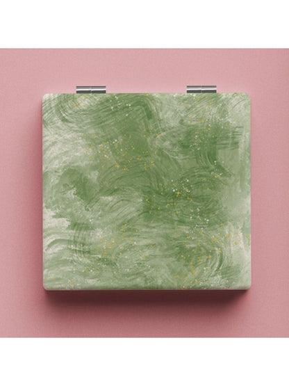 Mirroray - Green Textured Pattern Square Compact Mirror