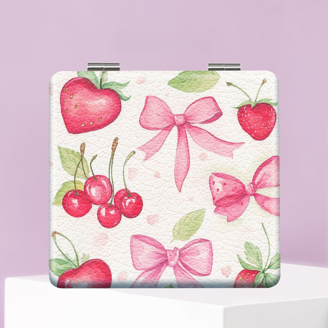 Mirroray - Foldable Fruit and Bow Print Makeup Mirror