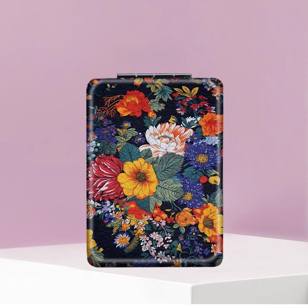 Mirroray - Floral Print Foldable Handheld Makeup Mirror