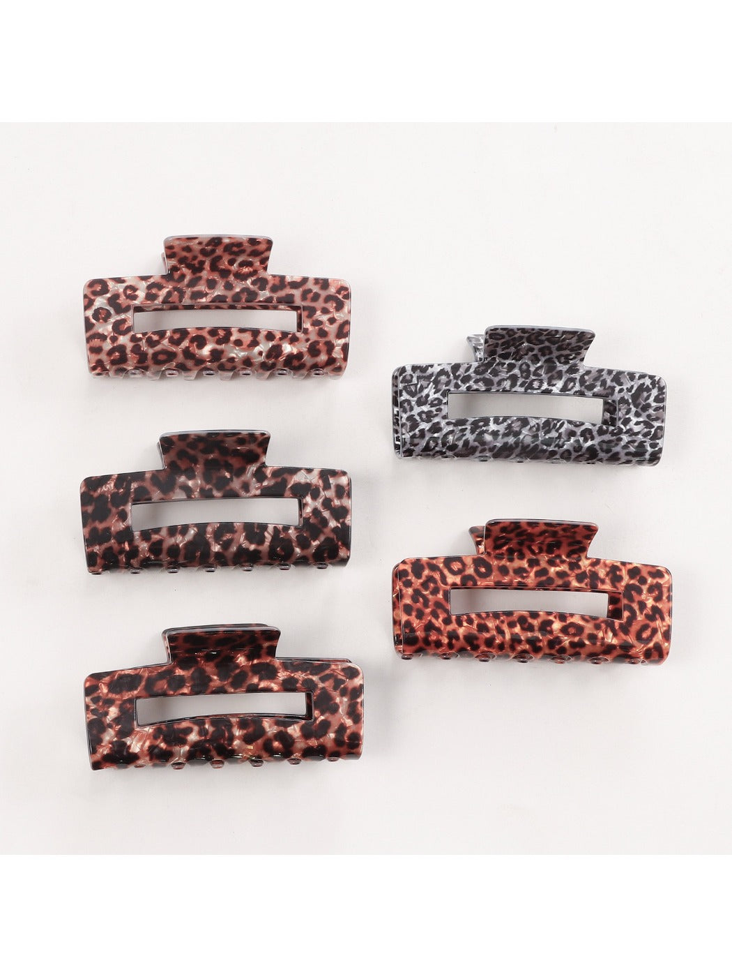 Beau - Leopard Print Square Openwork Claw Clip