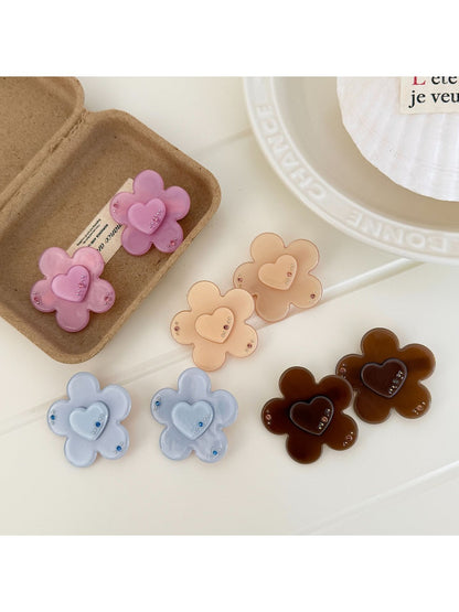 Beau - Sweet Flower Heart Design Duckbill Hair Clip