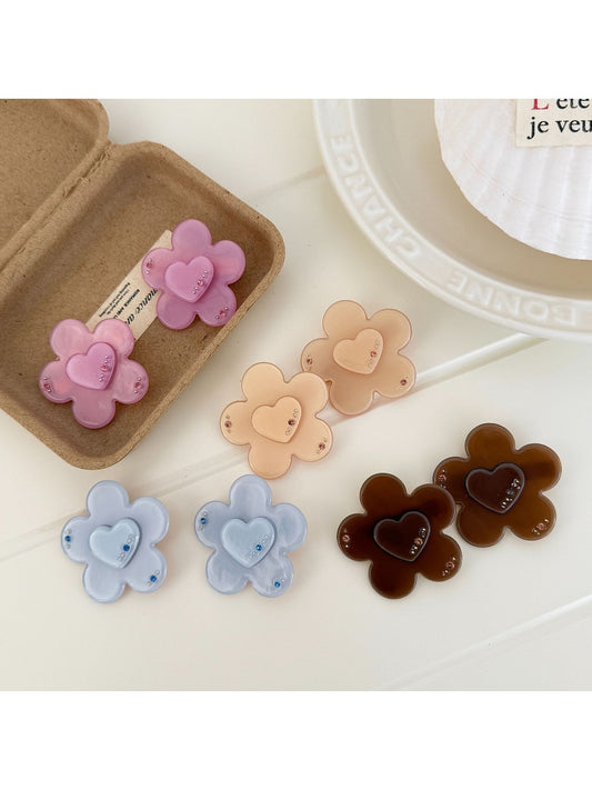 Beau - Sweet Flower Heart Design Duckbill Hair Clip