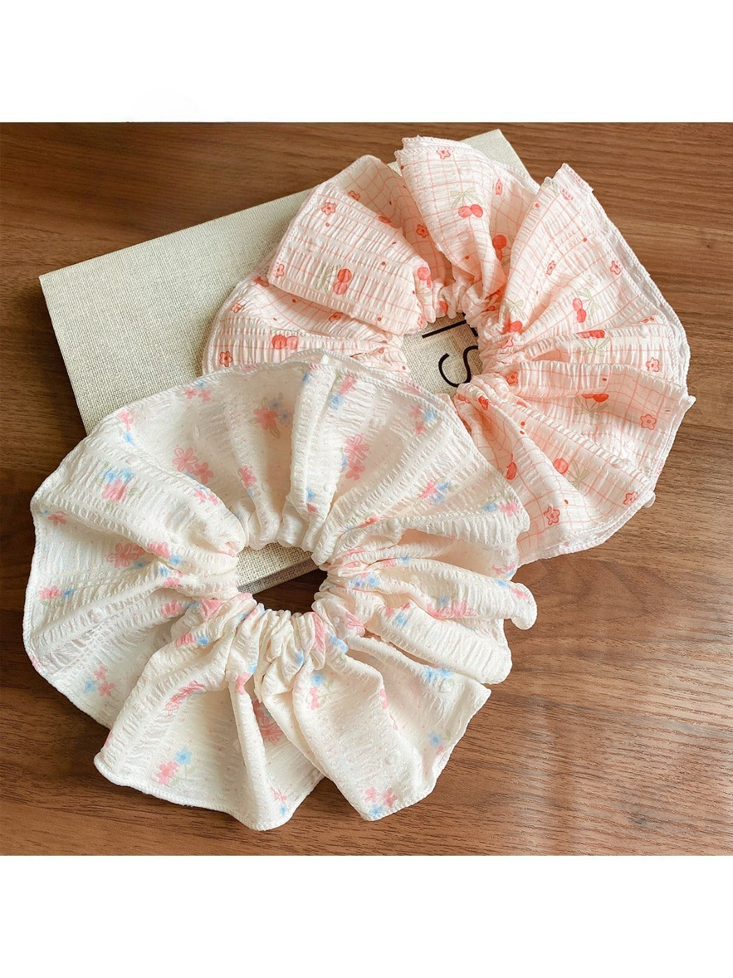 Gifty - Double Layer Floral Scrunchies for Spring