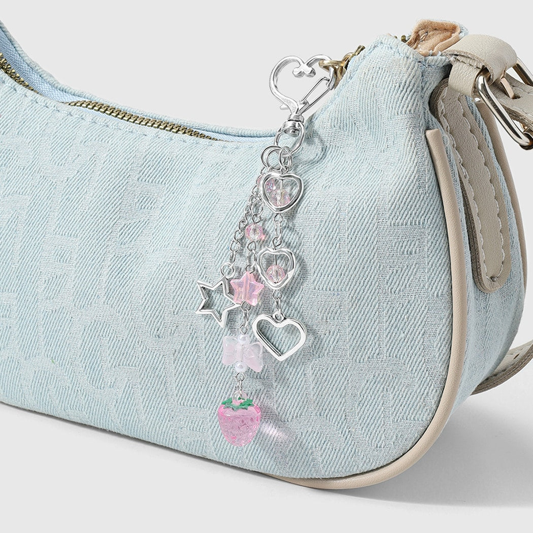 Keypus - Pink Bow Accent Beaded Keychain