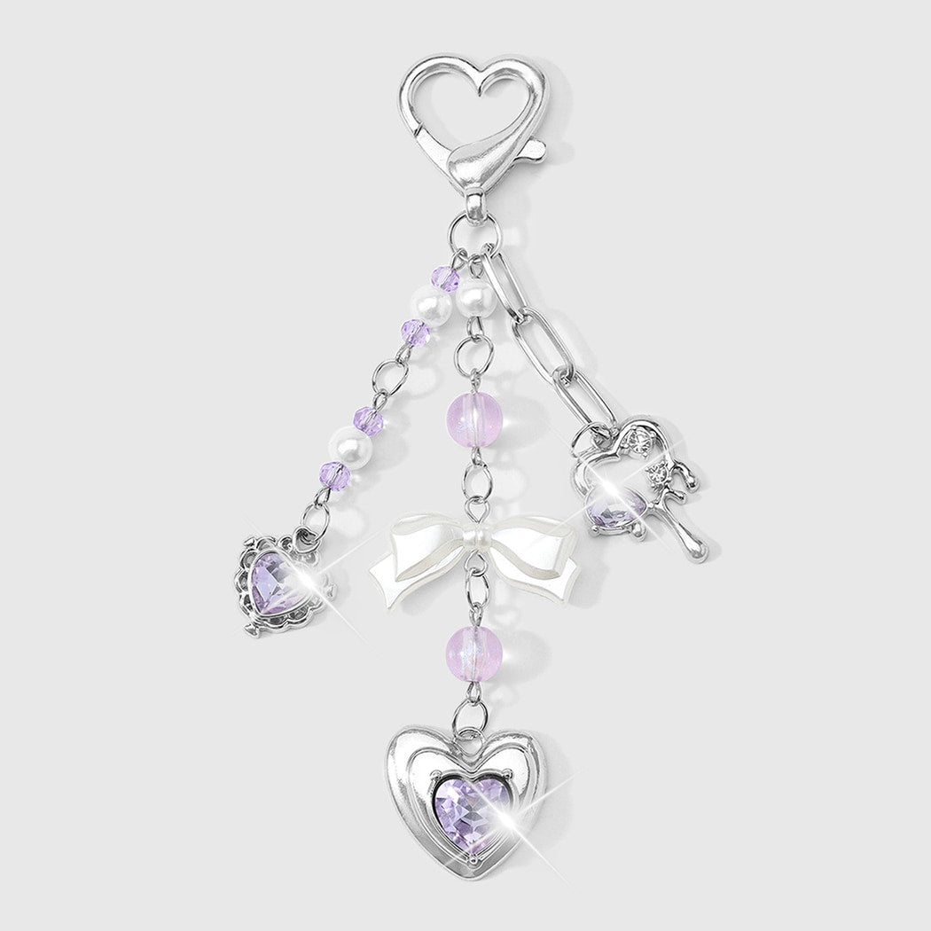Keypus - Butterfly and Heart Charm Chain Keychain