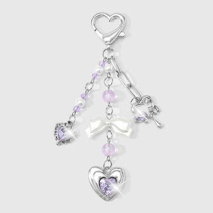 Keypus - Butterfly and Heart Charm Chain Keychain