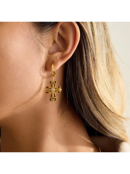 Earedge - Retro Cross Drop Earrings