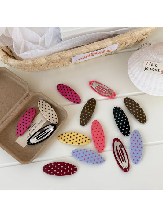 Beau - Oval Polka Dot Acetate Fiber Hair Clip