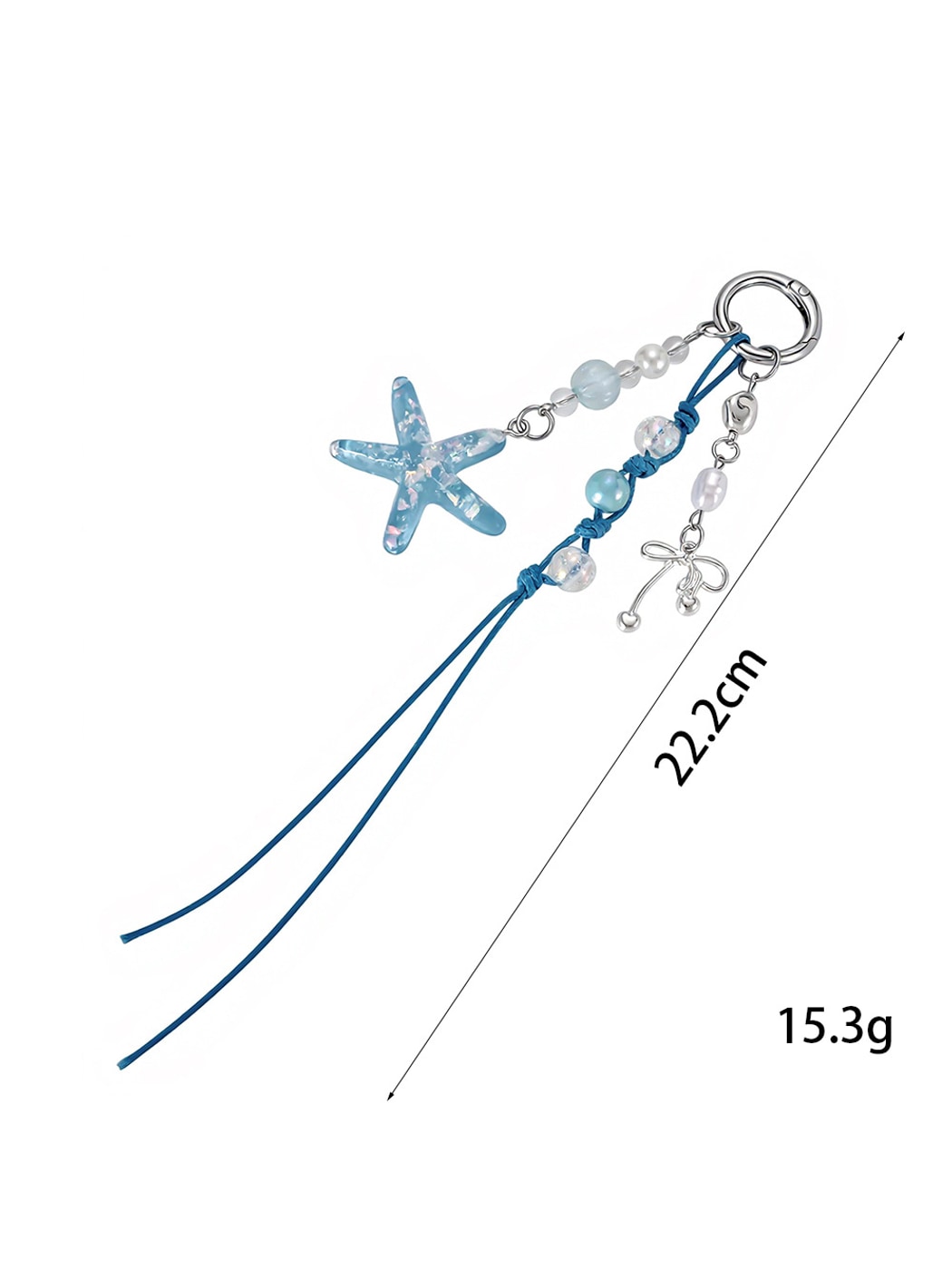 Keypus - Beaded Starfish Phone Strap Charm Alloy Keychain