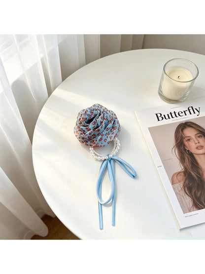 Gifty - Floral Mesh Ribbon Ponytail Flower Hair Tie